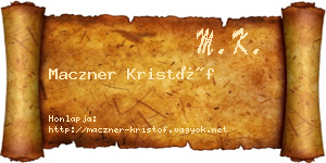 Maczner Kristóf névjegykártya